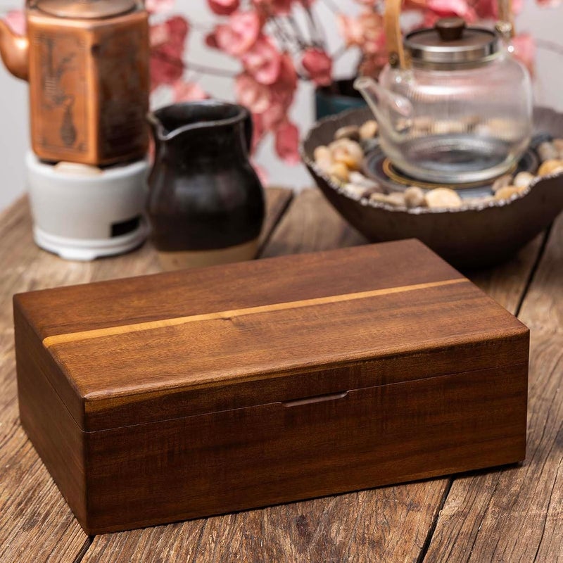 FLYIEE Acacia Wooden Tea Bag Organizers, Tea packet Storage Boxes, Tea Caddy for Tea Bags Chest, Teabag Holder Containers, Teabox Station Display, Organizador De Tes Caja Para Te, 8 Compartments - Image 5
